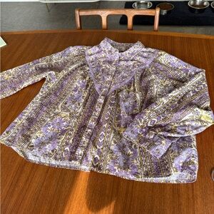Pilcro Quirky & Fun Purple and Yellow Floral Top